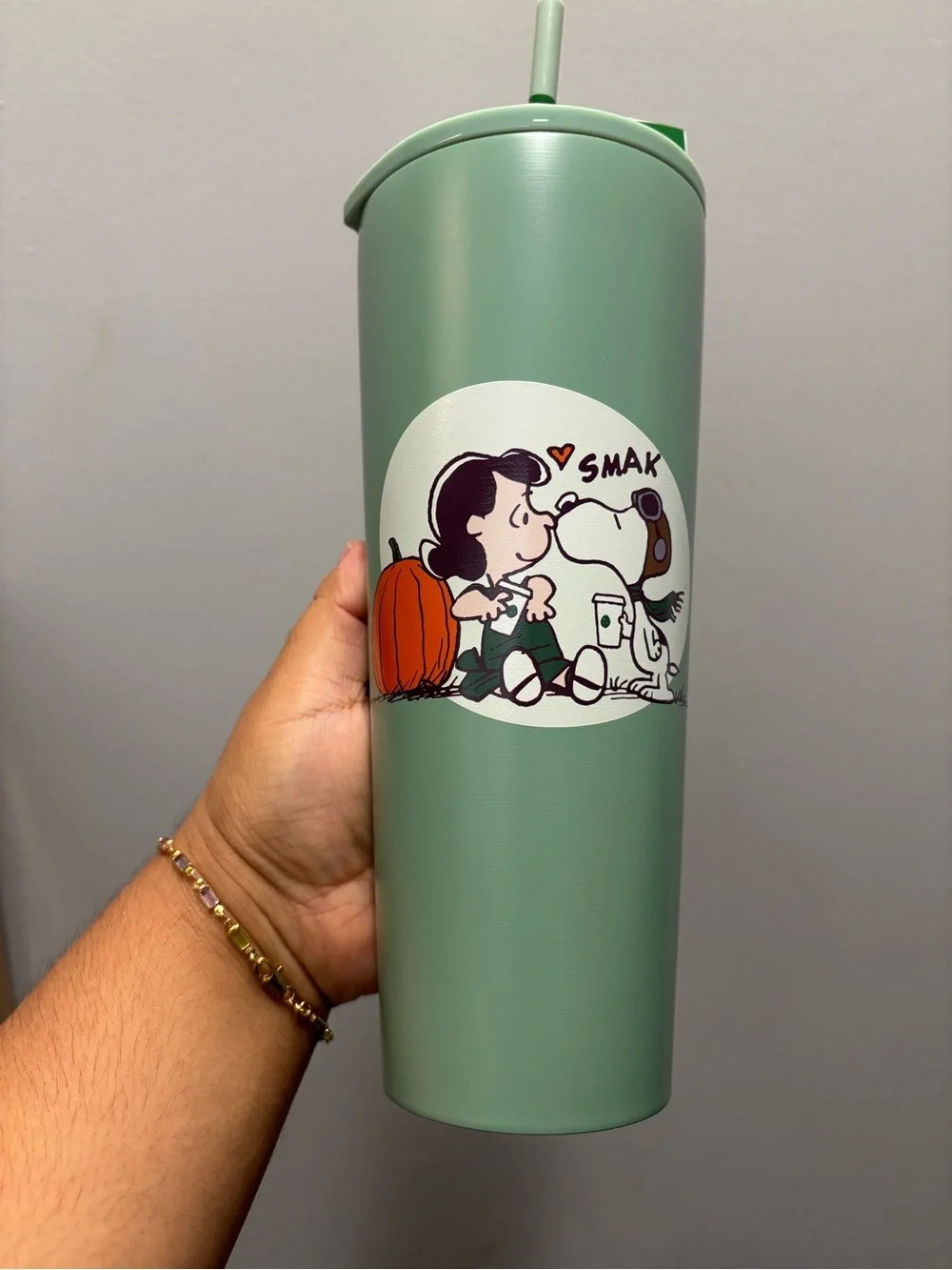 Starbucks x Peanuts Mint Green Stainless Tumbler with Straw
